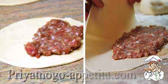 фарш на заготовках чебуреков